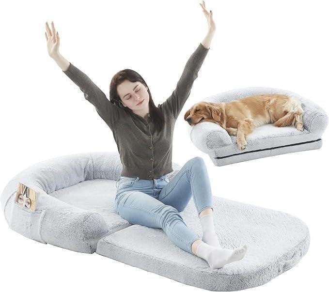 Dokdogs 2in1 Foldable Human Dog Bed, 71x42x10in