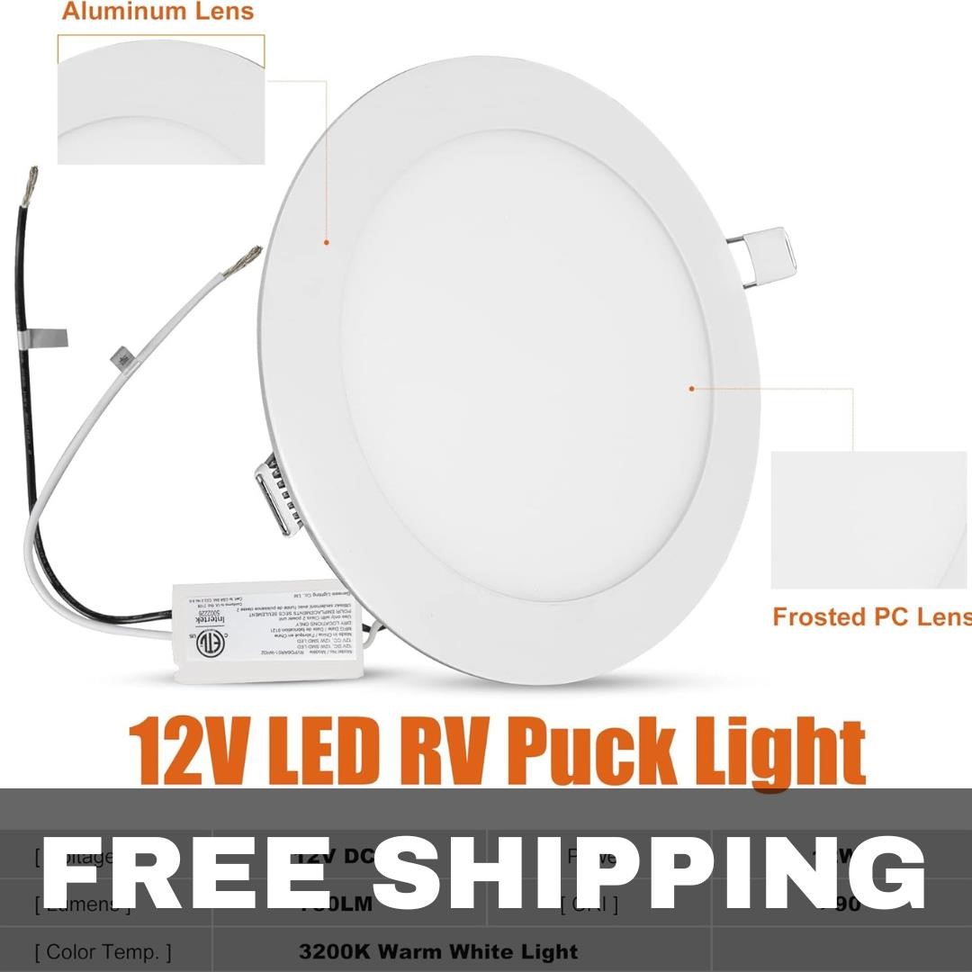 Facon 6-Inch 12V LED RV Puck Light
