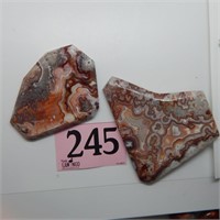POLISHED CRAZY LACE AGATE SLICES, 2 PIECE