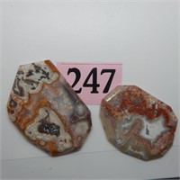 POLISHED CRAZY LACE AGATE SLICES, 2 PIECE