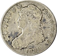 1830 CAPPED BUST HALF DOLLAR - VG, CLEANED