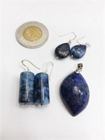 Ensemble à bijoux; lapis lazuli et argent