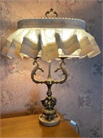 Cherub Lamp w/Ruffled Shade