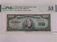 Graded PMG-53 1950 1000 Pesos Bill