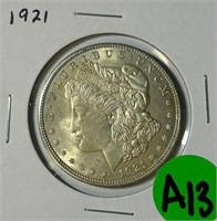 S - 1921 MORGAN SILVER DOLLAR (A13)