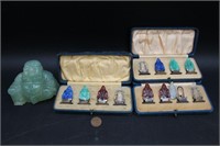 Sterling & Carved Stone Buddha Card Holders