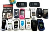 15 cellulaires FLIP tels quels + 1 carte SIM