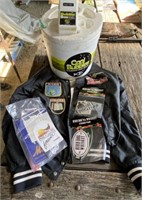 Fishing Jacket, Patches & Minnow Bucket