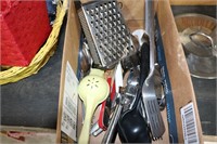 Box lot of misc kitchen utensils