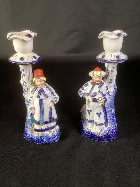 Vintage Porcelain English Nodders Candle Holders