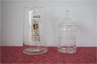 1 Glass Pitcher, & 1 Glass Canister