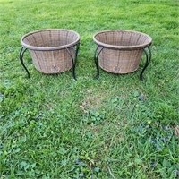 Wicker Plant Baskets with iron stands