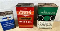 3pcs- vintage OIl cans up to 2.5 gallons