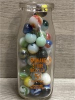 Antique Milk Bottle With Old Marbles #2
