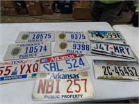 Vintage police license plates. Indiana, Arkansas