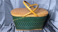 Vintage green picnic basket