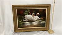 Swan Oil Painting by Roy Dencan