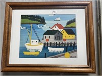 Framed Maud Lewis Decorative Art - Harbour