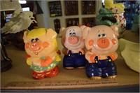 Three Ceramic Piggy Banks