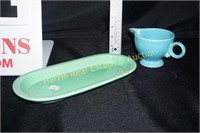 FIESTA  GREEN SERVING DISH AND BLUE SOUP BOWL