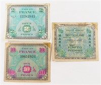 LOT OF VINTAGE MILITARY NOTES FRANCE GERMANY
