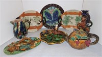 Contemporary majolica style lot of 8 pcs