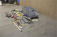 Tote Of Assorted Tools & Supplies
