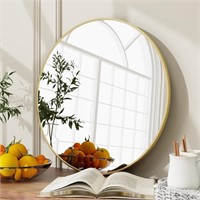 SE5525 24" Wall Mounted Round Mirror, Gold