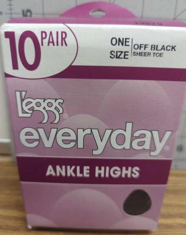 Legs everyday ankle highs 10 pair off black