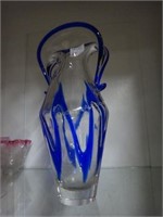 Art Glass Vase W/Cobalt Decoration