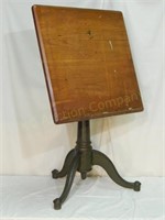 Antique Cast Iron & Oak Drafting Table