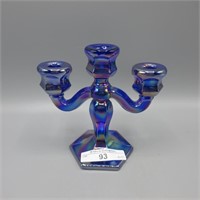 Miniature 3 light candleabra, blue carnival
