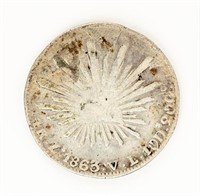 Coin Scarce 1863  4 Reales Mexico Silver Coin-VG
