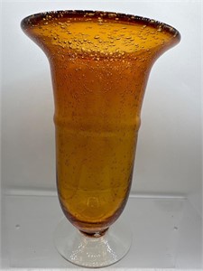 Hand blown amber vase