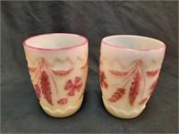 (2) US Glass Delaware Stained Ivory Tumblers