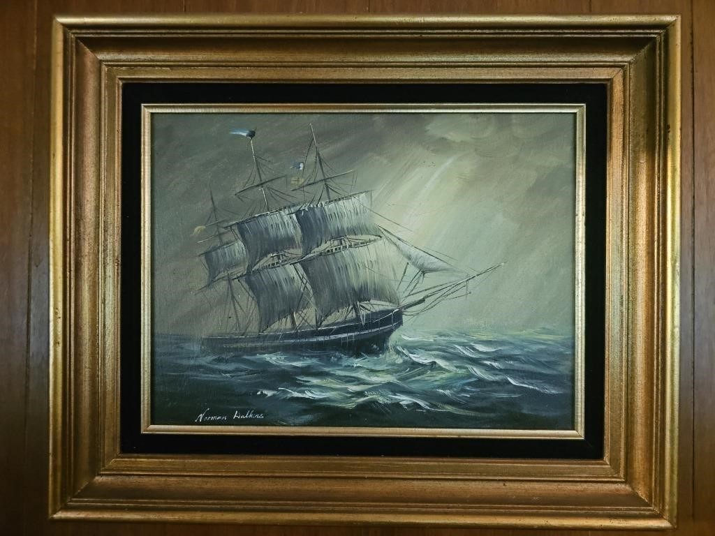 Norman Walker ship painting original signed