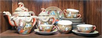 Vintage Dragonware Tea Set Brown/Orange