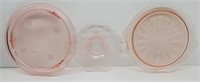 (3) Pink Glass Depression Glass Platters / Cake