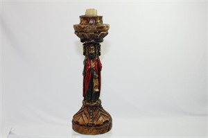 Rare Carved Wooden Candle Holder from Spain