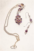 STERLING SILVER AND AMETHYST SET