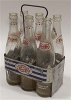 Vintage Pepsi-Cola Six- Pack Carrier W/ Glass