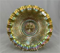 Greek Key PCE bowl w/BW back - green