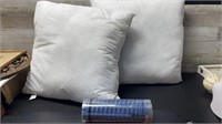 Two New 22" X 22" Pillow Forms & 2 New Navy Blue T