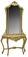 ITALIAN LOUIS XV STYLE GILT CONSOLE TABLE & MIRROR