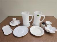 9 Milk Glass Dishes and Steins