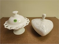 2 Milk Glass Candy Dishes