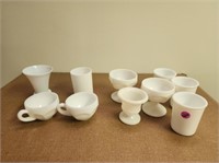 Milk Glass 10 Cups and Glasses