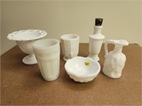 6 Milk Glass Cups and More