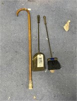 Fireplace Brush & Shovel - Walking Cane 35"L
