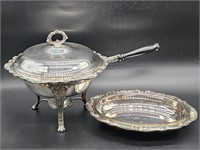 Silver Plate Chafing Dish & Serving Platter